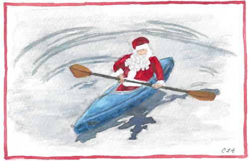 Santa in a Kayak